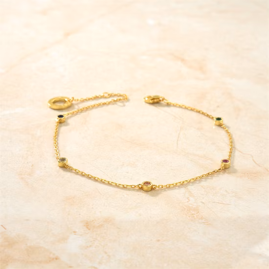 Semplice braccialetto Bolo in argento sterling 925 con zirconi cubici a 5 punti