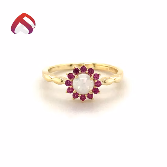 Moda Ins Semplice Design Minimalista Fidanzamento Opale Argento sterling 925 Gioielli all'ingrosso Coppia di sposi Set Anello di gioielli