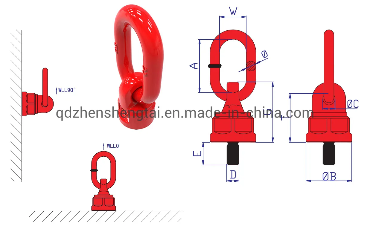 Anello di sollevamento girevole per carichi pesanti in acciaio legato forgiato con occhiello